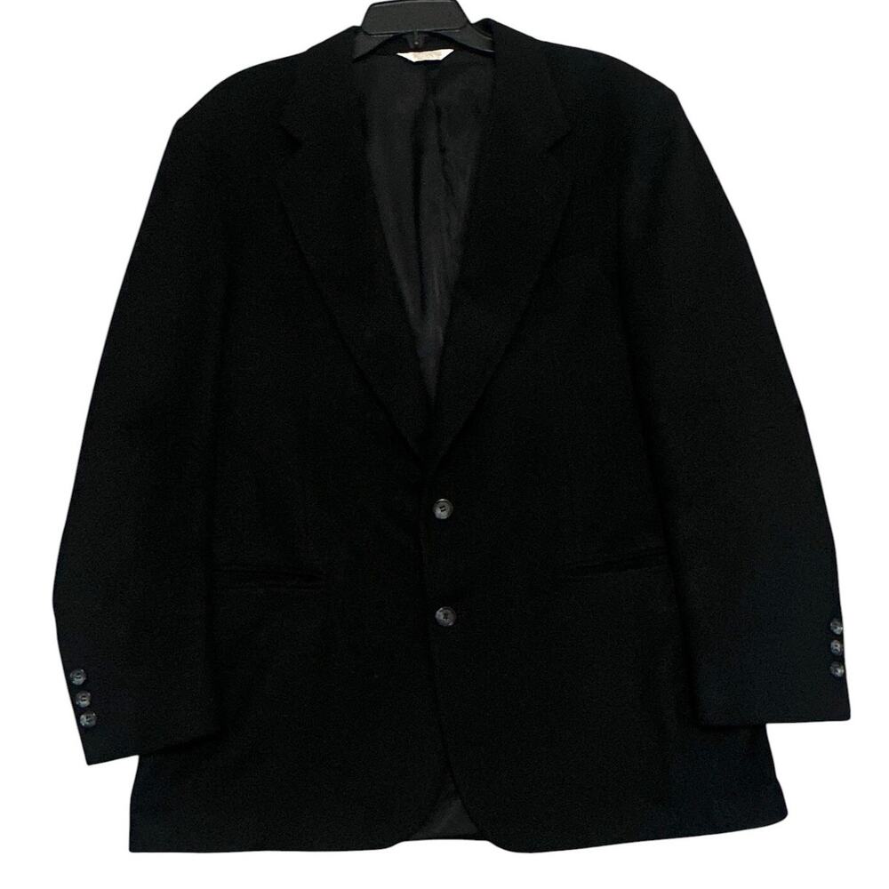 Hunt Valley Camel Hair Blazer Men's 42R Black Sport Coat Made in USA Notch Lapel